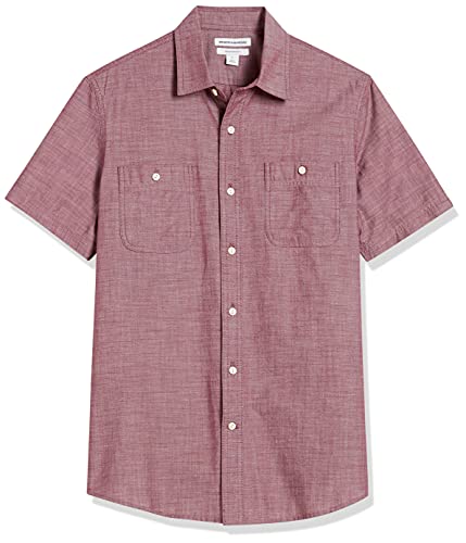 Camisa de chambray de manga curta masculina Amazon Essentials (Imagem do produto)